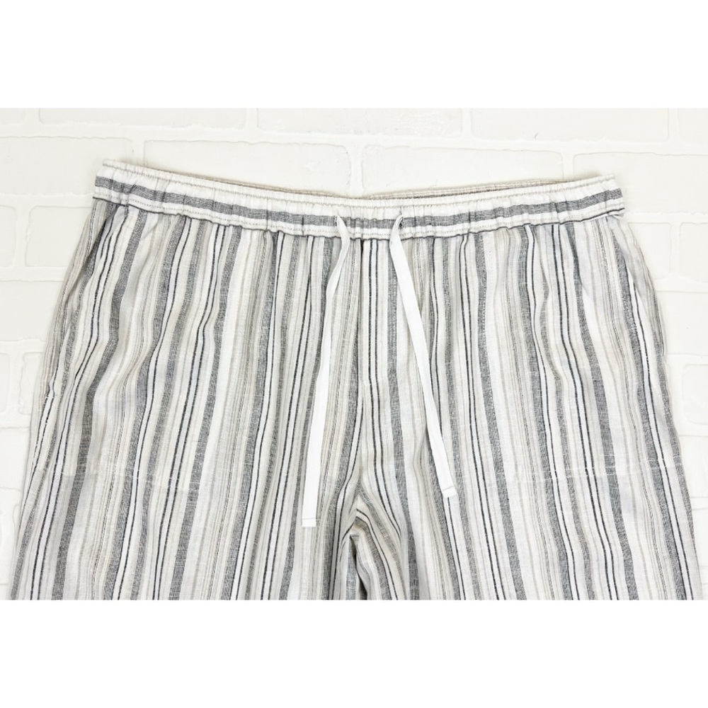 NWT Casa Cabana Linen Blend Pull On Wide Leg Striped Ankle Crop Pants Size XL - Picture 2 of 7